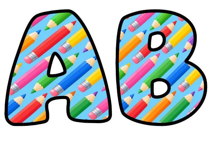 Coloured Pencils Blue Bubble Letters | Art and Music Bulletin Board Letters | Classroom Display Pack