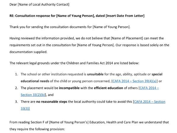 Editable Letter For When You Cannot Offer A Place - Following A Consultation