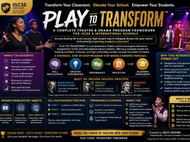 PLAY TO TRANSFORM™ A Complete Theatre and Drama Program Framework for IGCSE Excellence, Creative Lea