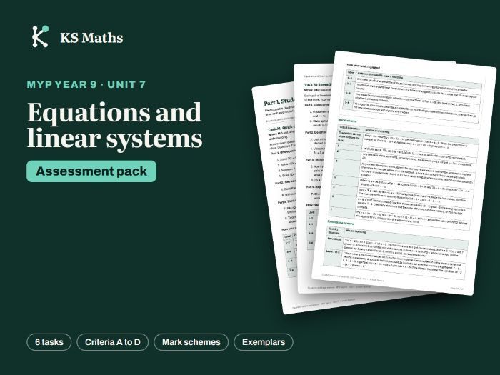 MYP Year 9 Equations and linear systems assessment pack