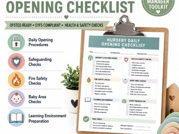 Nursery Daily Opening Checklist | Ofsted Ready EYFS Resource | Health & Safety Opening  Audit