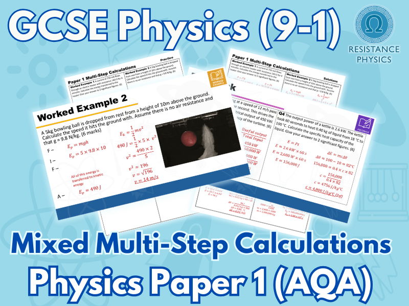 GCSE Physics Paper 1 Revision | Multi-Step Calculations Worksheet | Energy, Electricity & Particles