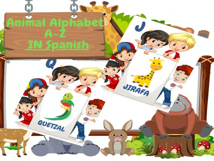 Alphabet Animals Flashcards for Pre K & K to learn in Spanish