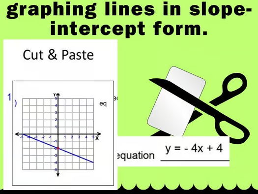 Algebra 1 Linear Equations Cut and Paste | Graphing Lines in Slope-Intercept For
