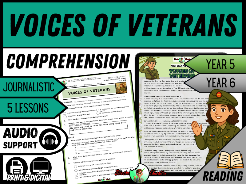 Voices of Veterans: Remembrance Day | Reading Comprehension | Year 5/6