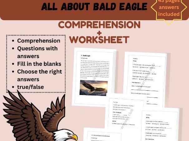 All About Bald Eagles Worksheets Science Reading Comprehension Passages