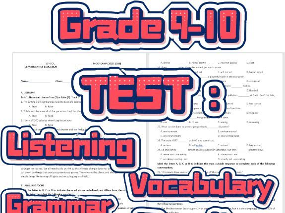 Climate Change English Exam: Listening, Grammar, Reading & Writing