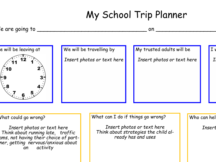 School Trip Planner - a visual aid to support children with SEN