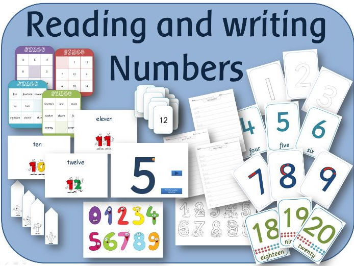 Year 1 Maths Reading and Writing numbers lesson, activity and display pack