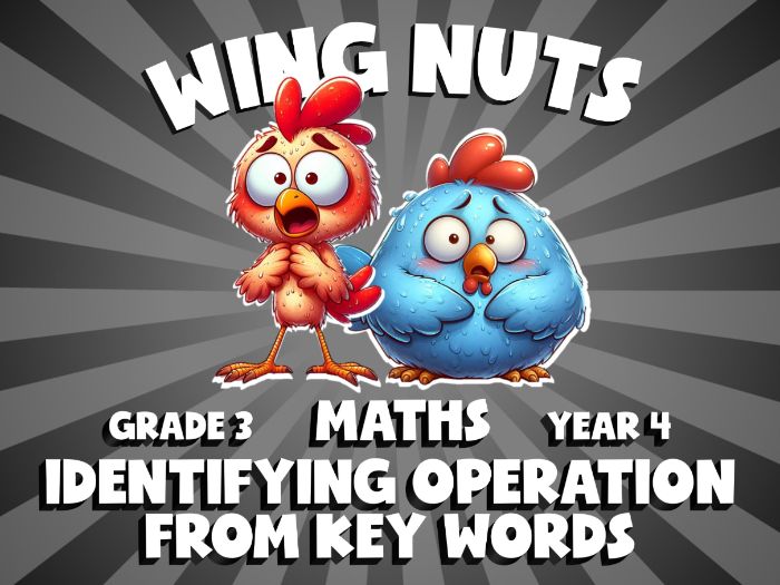Identifying Operation from Key Words WING NUTS Maths Game | No-Prep Year 4 Review Activity