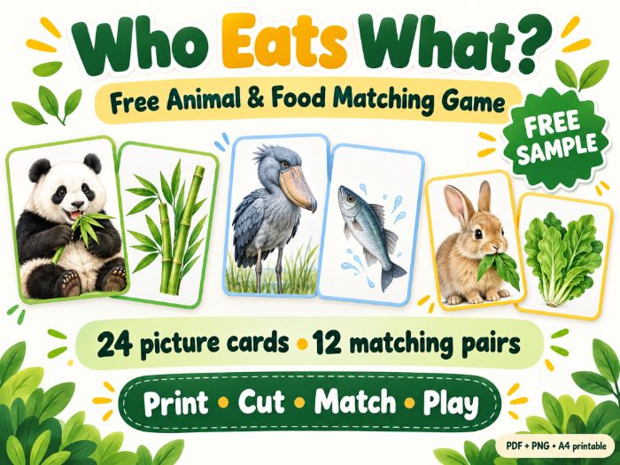 Who Eats What? – Free Animal and Food Matching Game