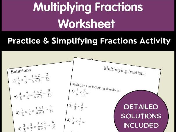 Multiplying Fractions Worksheet | Practice & Simplifying Fractions Activity