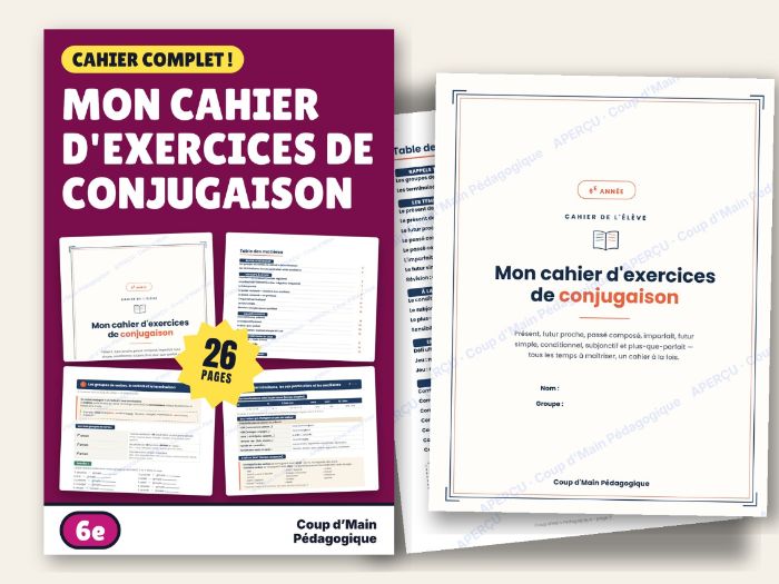 French Verb Conjugation Workbook Grade 6 with Answer Key | Cahier de conjugaison
