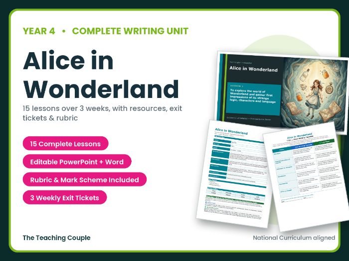 Alice in Wonderland | Year 4 English Unit | 15 Complete Lessons + Resources