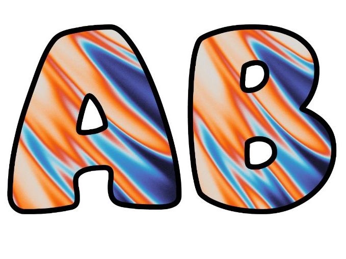 Abstract Orange & Blue Classroom Display | Lettering Set | Upper & Lowercase, 0-9 and Signs