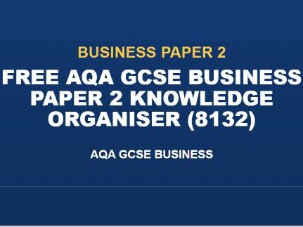 FREE AQA GCSE Business Paper 2 Knowledge Organiser (8132)