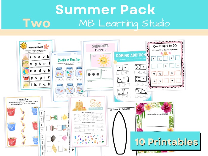 Summer Themed Activity Pack 2 – 10 Activities (EYFS, KS1, Pre-K to 1st Grade)