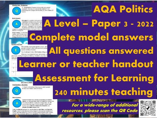 AQA A Level Politics Model Answers - Full Papers - Paper 3 - 2022 - Student/Teacher Handout