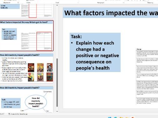 OCR B GCSE history people's health 3-food and inactivity