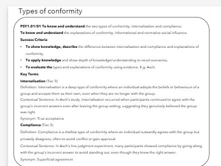 AQA A-Level Psychology Social Influence Booklet