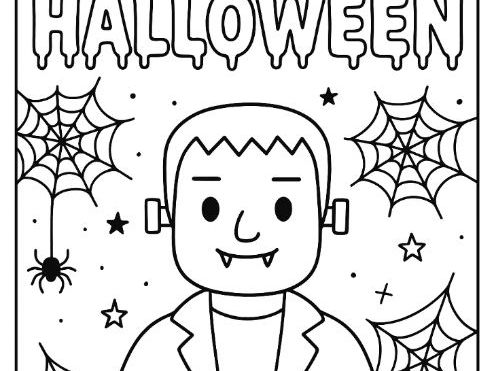 Happy Halloween Frankenstein Colouring sheet