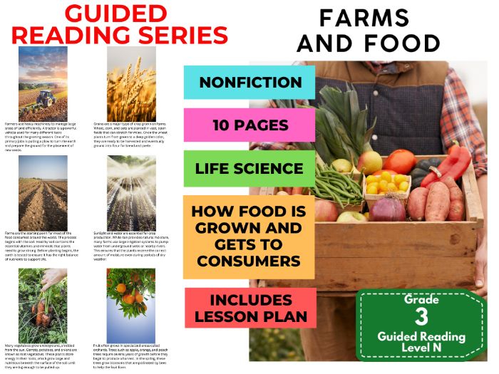 Farms and Food: Guided Reading Level N with Lesson Plan
