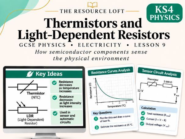 KS4 Physics | Thermistors and Light-Dependent Resistors | PowerPoint & Worksheets | AQA
