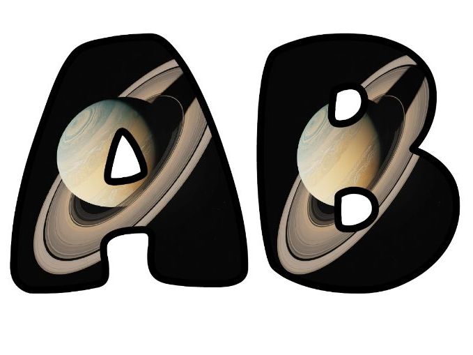 Saturn Planet Space Classroom Display | Lettering Set | Upper & Lowercase, 0-9 and Signs