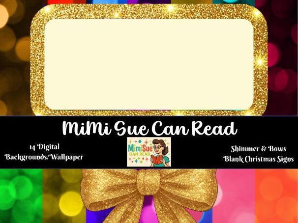 Shimmer & Bows Blank Christmas Signs 14 Digital Wallpapers/Backgrounds 300 dpi