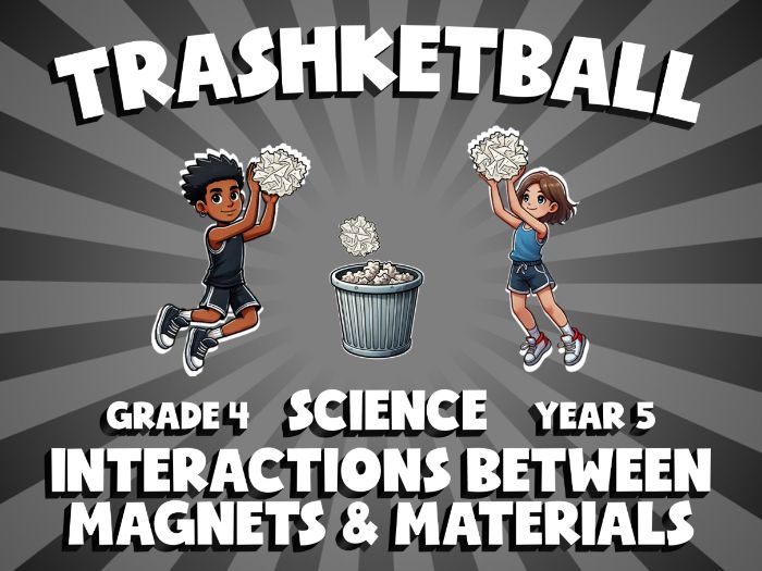 Interactions Between Magnets & Materials TRASHKETBALL Science Game | No-Prep Year 5 Review Activity