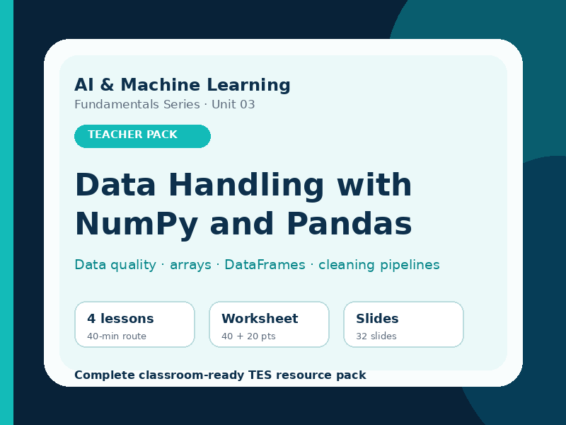 Data Handling with NumPy and Pandas – AI & Machine Learning Teacher Resource Pack - Unit 03