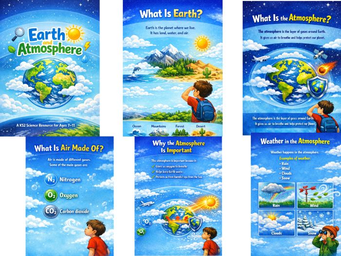 Earth and Atmosphere Worksheets | KS2 Science | Weather and Air | Age 7–11 | Printable PDF