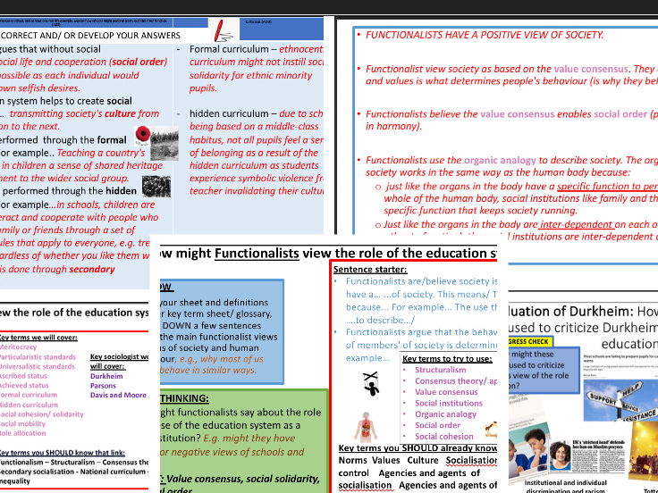 AQA GCSE Sociology Education: The role of education - Functionalist view