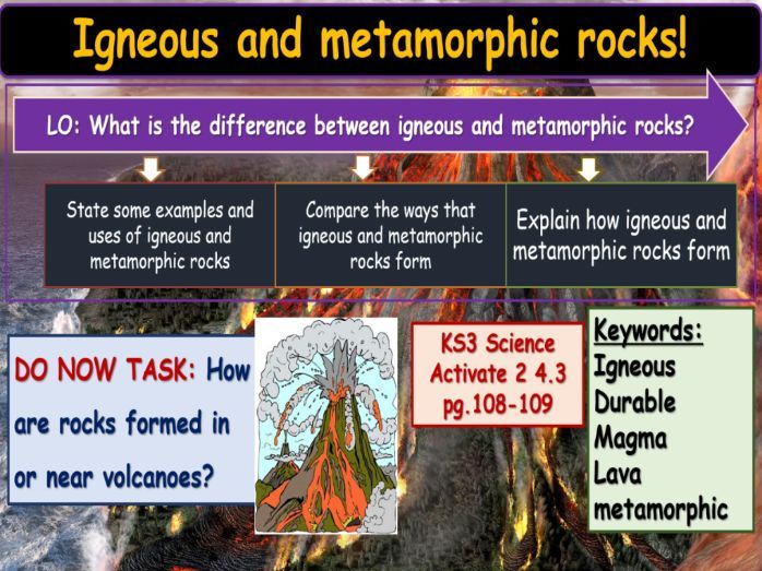 Igneous and metamorphic rocks KS3 Activate Science