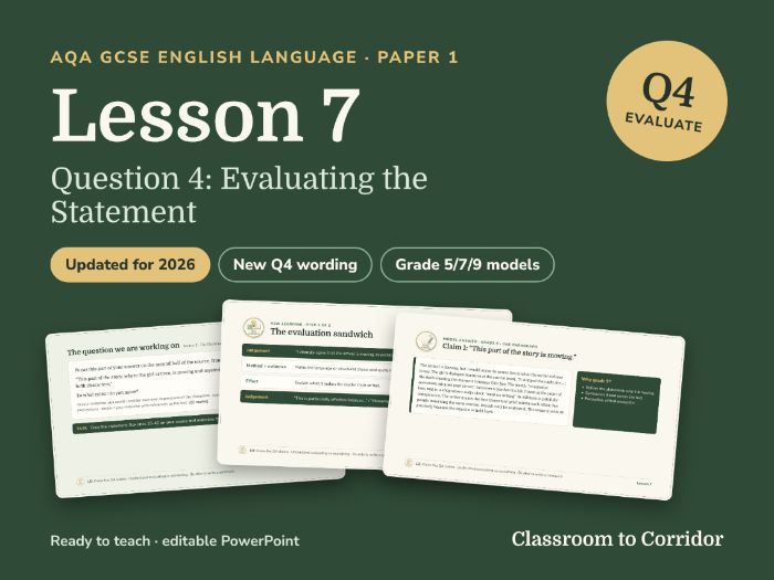 AQA GCSE English Language Paper 1 Question 4 Lesson: Evaluating the Statement – New Wording (2026)