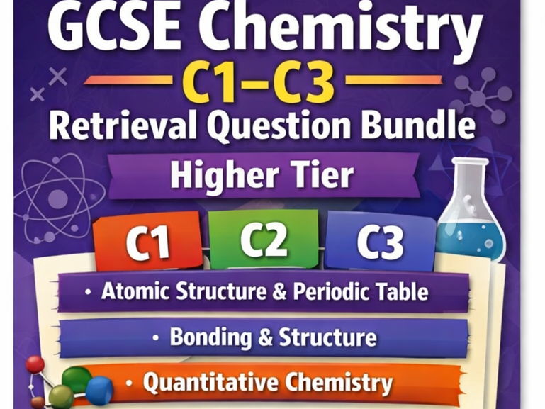 GCSE Chemistry C1–C3 Retrieval Practice Bundle (90 Questions) Higher Tier | AQA + Free Bonus!