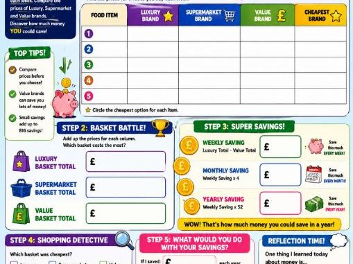 ASDAN 6A1 Shopping Challenge – Compare the Cost of Different Brand Options (SEN Friendly)