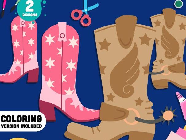 Cowboy & Cowgirl Boots Craft, Wild West Activity, Cut and Paste Craft