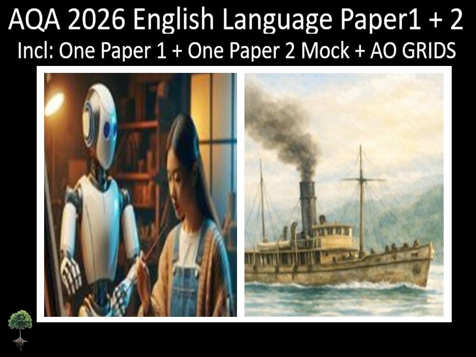 Two AQA 2026 GCSE English Language Paper 1 + 2 Mocks | AO GRIDS