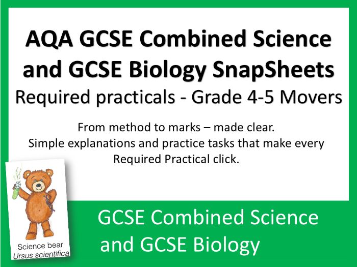 Required Practical Work, Grade 4-5 Movers - AQA GCSE Combined Science Biology & GCSE Biology