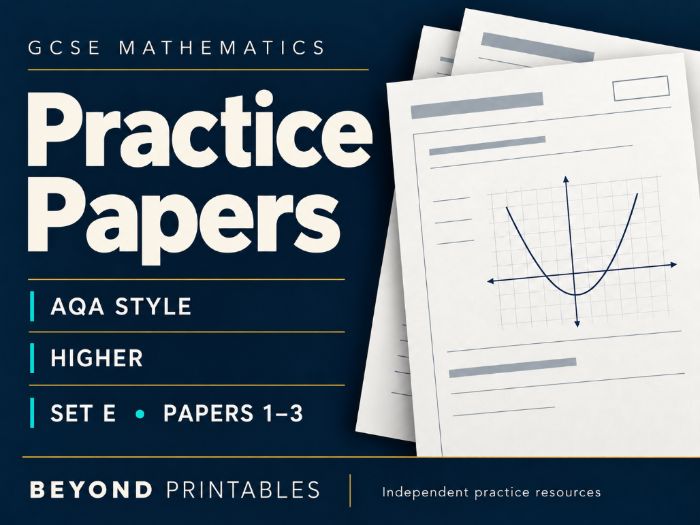 GCSE Maths AQA-style Higher Set E: Papers 1, 2 and 3 + Mark Schemes