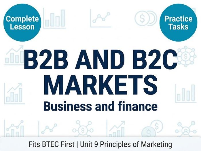 B2B and B2C Markets Complete Lesson Pack | Complete Worksheet, Case Study and Full Answer Key - Fits