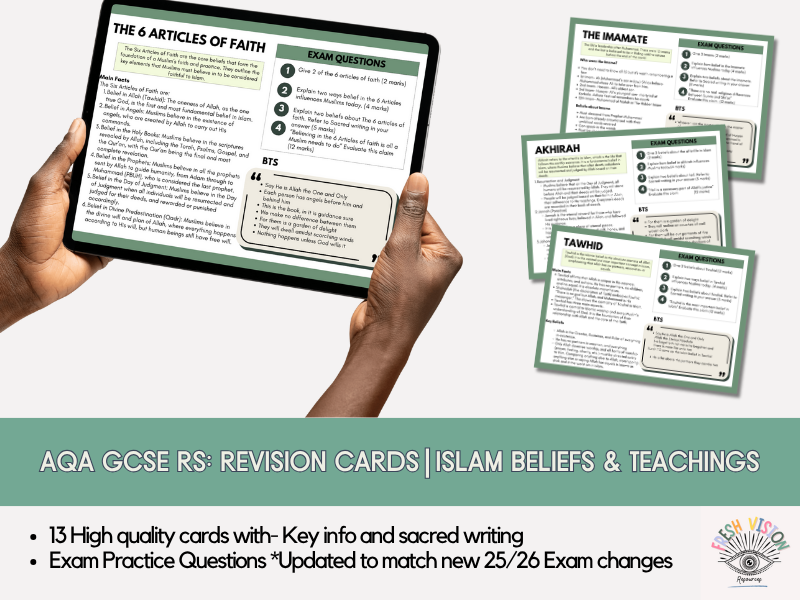 GCSE AQA Religious Studies Revision Cards – Islam Beliefs & Teachings