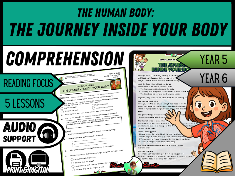 Blood, Heart and Lungs - Human Body | Reading Comprehension | Year 5/6