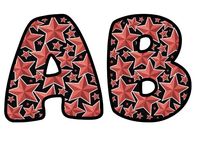 Stars of the Year Red Classroom Display | Lettering Set | Upper & Lowercase, 0-9 and Signs