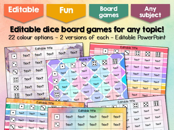 Editable Dice Board Game Templates – Fun, Customizable Games for Any Subject