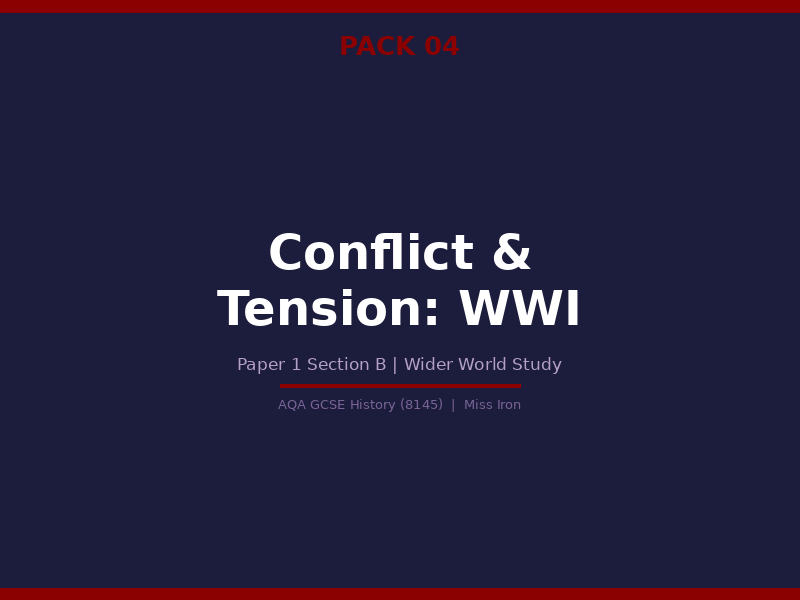AQA GCSE History 8145 The First World War Revision Pack | Paper 1
