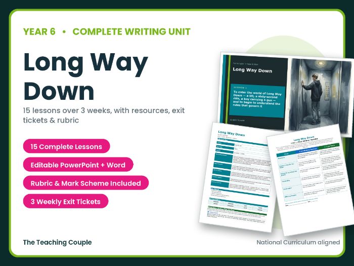 Long Way Down | Year 6 English Unit | 15 Complete Lessons + Resources + Mark Scheme