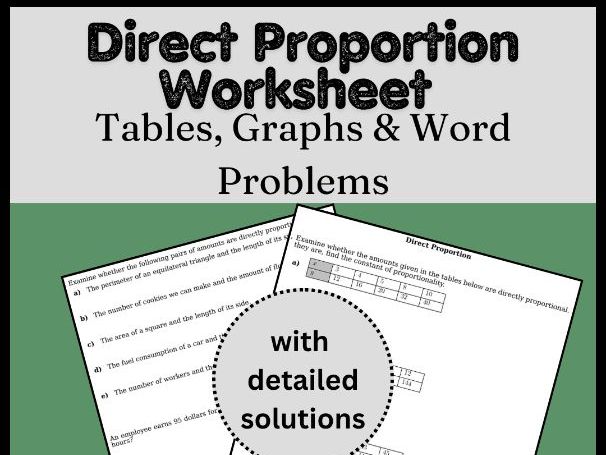Direct Proportion Worksheet | Tables, Graphs & Word Problems