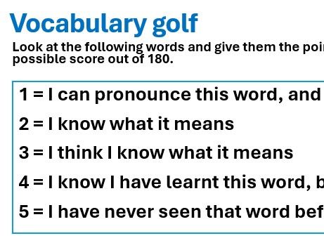 Vocabulary golf